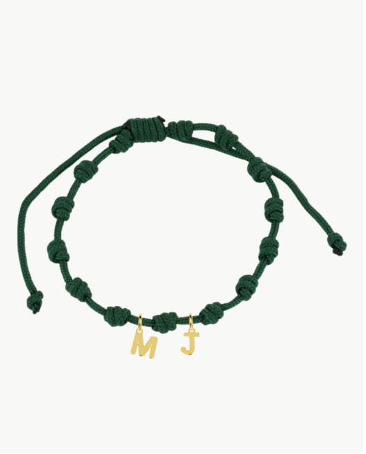 Pulsera Verde Botella Nudos Iniciales