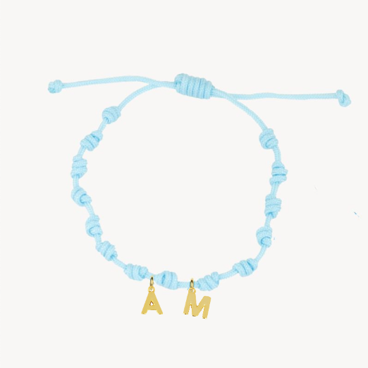 Pulsera Azul Celeste Nudos Iniciales