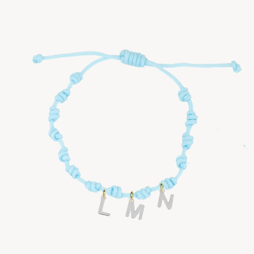 Pulsera Azul Celeste Nudos Iniciales