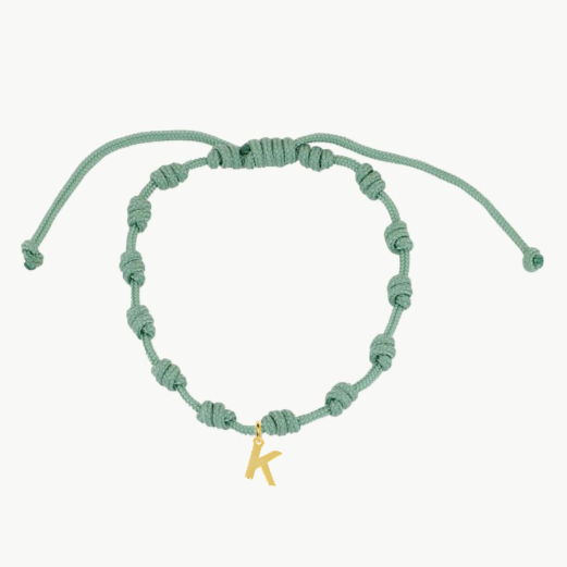 Pulsera Verde Nudos Iniciales