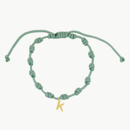 Pulsera Verde Nudos Iniciales