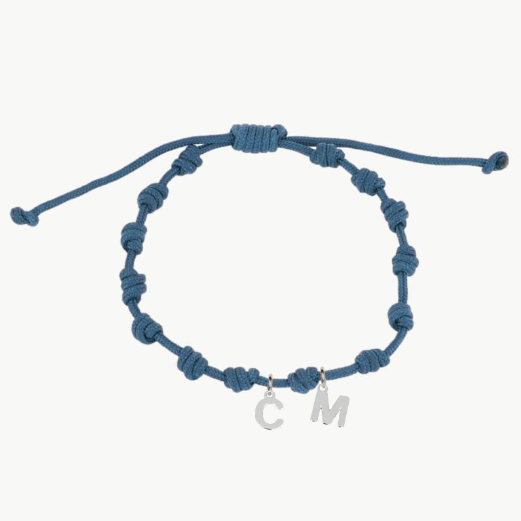 Pulsera Azul Océano Nudos Iniciales