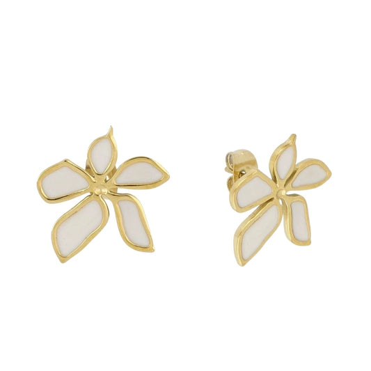 Pendientes Flor Enamel Acero