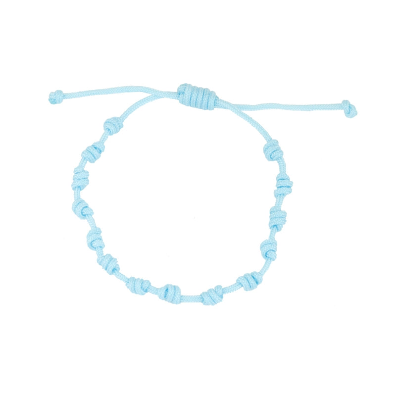 Pulsera Azul Celeste Nudos Iniciales