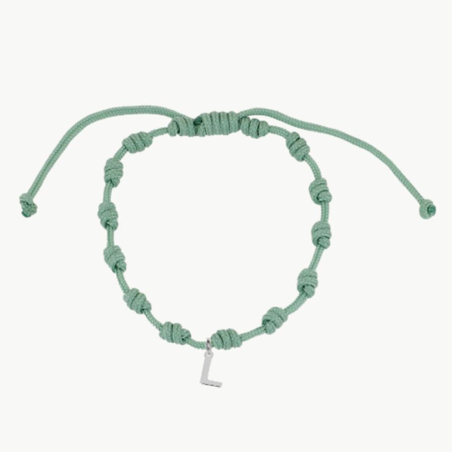 Pulsera Verde Nudos Iniciales