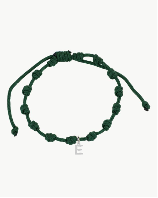 Pulsera Verde Botella Nudos Iniciales